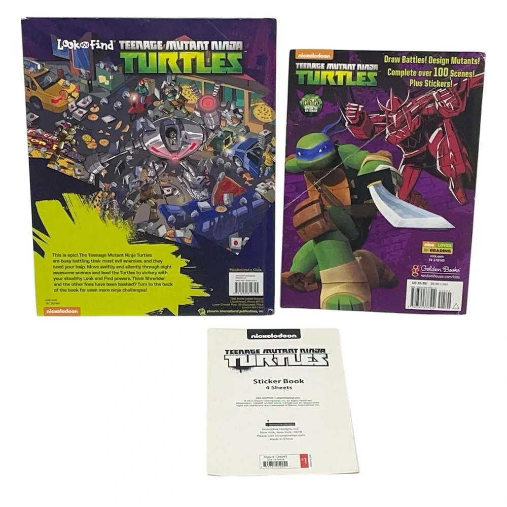 Teenage Mutant Ninja Turtles Activity &‎ Sticker Book Bundle Like New!